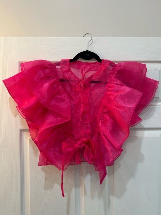 Tops - Bright Pink Voluminous Ruffle Women’s Blouse